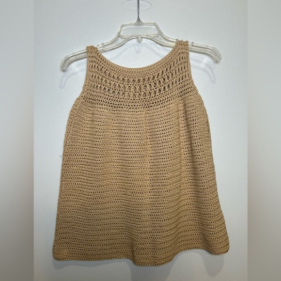 Tan Crochet Sleeveless Top - Picture 1 of 5